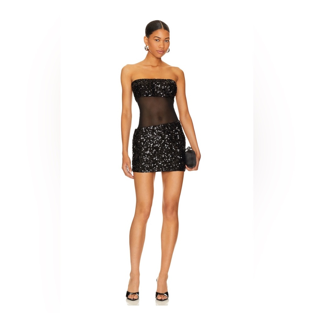 Superdown Lalita Mini Dress - Black Sequin See Th… - image 1